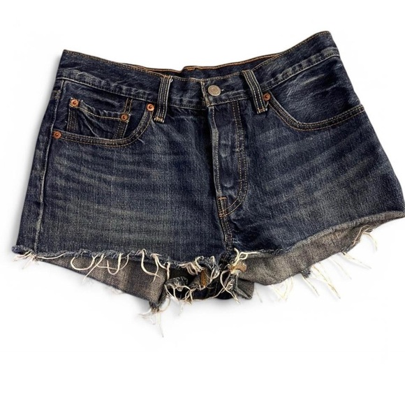 Levi's Blue Jean Shorts Distressed Frayed Hem - Picture 1 of 3
